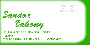 sandor bakony business card