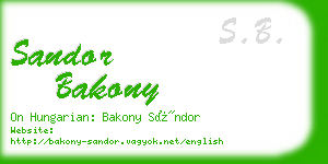 sandor bakony business card